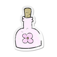 retro distressed sticker of a cartoon beauty product