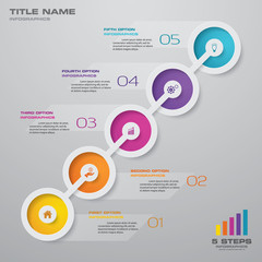 5 steps timeline infographic element. 5 steps infographic, vector banner can be used for workflow layout, diagram,presentation, education or any number option. EPS10.