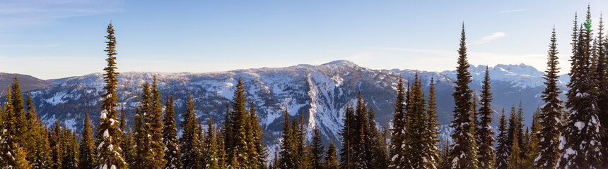 Beautiful Canadian Landscape View during a vibrant winter day. Taken on top of Zoa Peak near Hope, British Columbia, Canada.