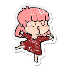 distressed sticker of a cartoon woman