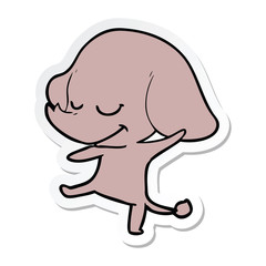 sticker of a cartoon smiling elephant