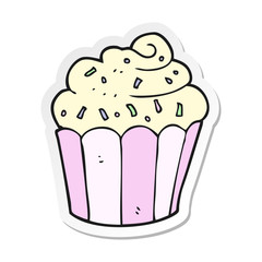 sticker of a cartoon cupcake