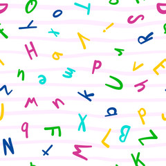 Abstract alphabet seamless pattern in handwritten style