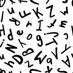Abstract alphabet seamless pattern in handwritten style