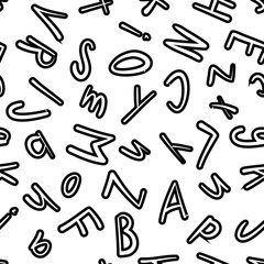 Abstract alphabet seamless pattern in handwritten style