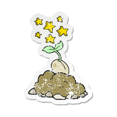 retro distressed sticker of a cartoon sprouting seed