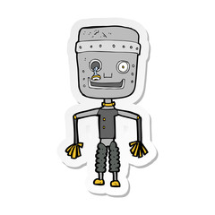 sticker of a cartoon old robot