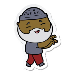 sticker of a cartoon happy bearded man