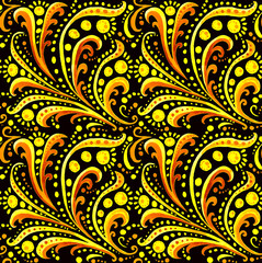 Colorful floral pattern on dark background.