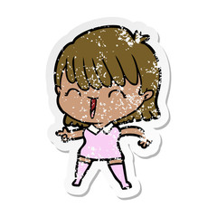 distressed sticker of a cartoon woman