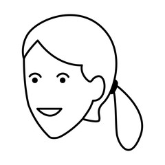 young woman cartoon in black and white