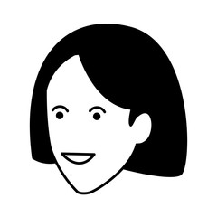 young woman cartoon in black and white