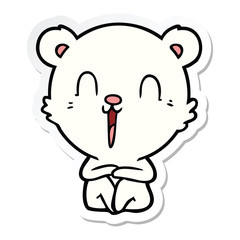sticker of a happy cartoon polar bear