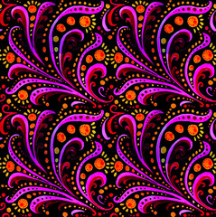 Colorful floral pattern on dark background.