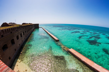 Landscape view of the waters outside of Fort Jefferson in Dry Tortugas National Park (Florida).