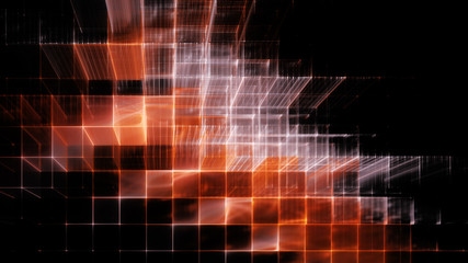 Abstract red on black background element. Fractal graphics 3d illustration. Science or technology concept.