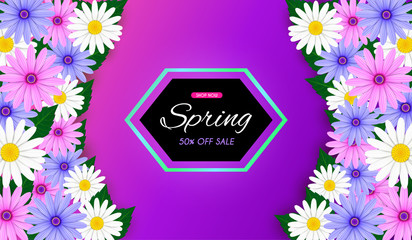 Vector Spring sale background and beautiful flowers.And The advertising and illustration, or template And can be used as wallpaper.