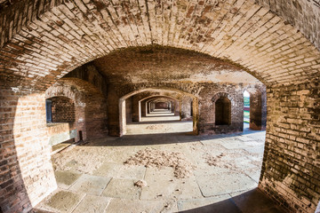 The architecture inside of Fort Jefferson in Dry Tortugas National Park (Florida).