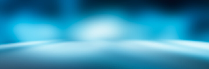 Blue empty room studio gradient used for background and display your product