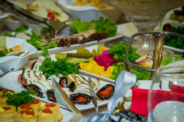Appetizer setting on the table in a restaurant