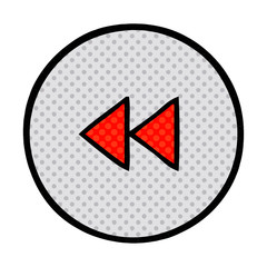 comic book style cartoon rewind button