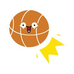 flat color retro cartoon basketball