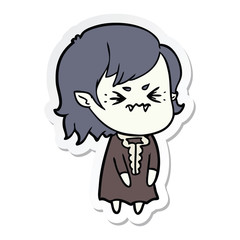 sticker of a annoyed cartoon vampire girl