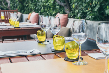 glass set on dinning table