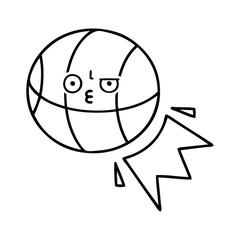 line drawing cartoon basketball