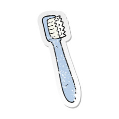 retro distressed sticker of a cartoon toothbrush