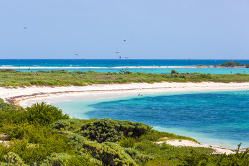 Landscape view of the waters outside of Fort Jefferson in Dry Tortugas National Park (Florida).