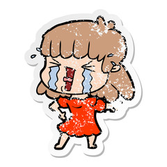 distressed sticker of a cartoon woman