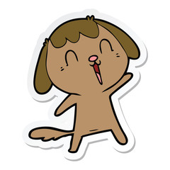 sticker of a cute cartoon dog crying