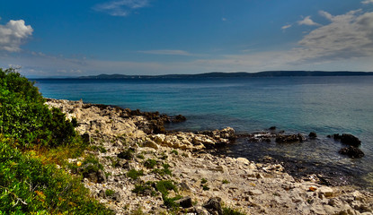 Fototapeta na wymiar Wyspa Ciovo, Okrug Gorjni widok na morze, Chorwacja