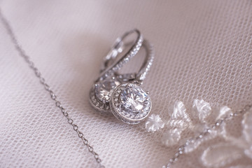 Earrings bride with a diamond