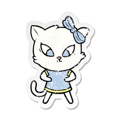 Fototapeta na wymiar distressed sticker of a cartoon cat
