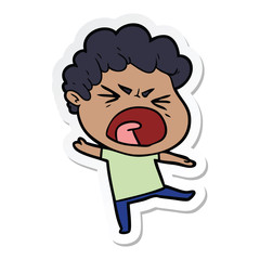 sticker of a cartoon furious man