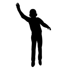 Fototapeta na wymiar vector, isolated, silhouette of a boy jumping