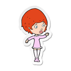 sticker of a cartoon pretty woman