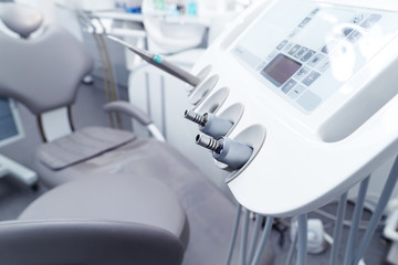 Closeup control panel of a dental place in a clinic