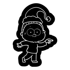 cartoon icon of a happy old woman wearing santa hat