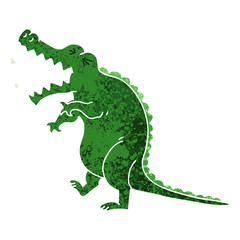 quirky retro illustration style cartoon crocodile