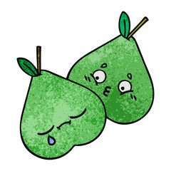 retro grunge texture cartoon green pear