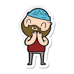 sticker of a cartoon bearded man
