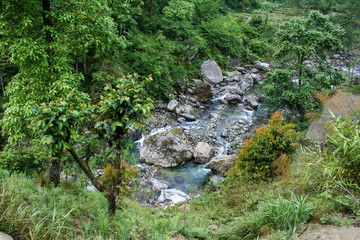 The flow of the mountain river.