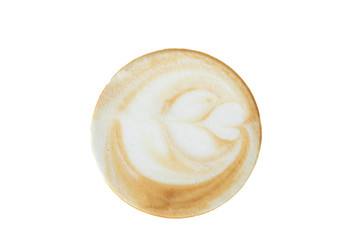 Coffee latte art on white background with clipping path