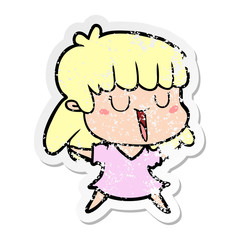distressed sticker of a cartoon woman