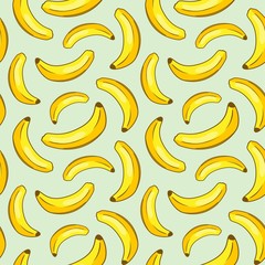 Fototapeta na wymiar Banana Yellow Cartoon Seamless Pattern