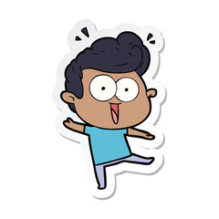 sticker of a cartoon excited man