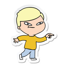 sticker of a cartoon pointing man
